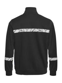 Schwarze Herren-Sweatjacke mit Reflektoren, sportlichem Schnitt und Stehkragen