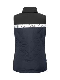 Marineblaue Damen-Steppweste mit reflektierenden Einsätzen und Reißverschlusstaschen