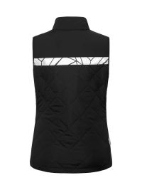 Schwarze Damen-Steppweste mit reflektierenden Einsätzen und Reißverschlusstaschen
