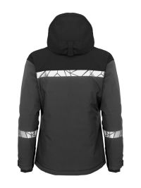 Graue Damen-Softshelljacke mit Reflektoren, sportlicher Passform und funktionalem Wetterschutz