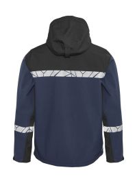 Marineblaue Herren-Softshelljacke mit reflektierenden Einsätzen und Reißverschlusstaschen