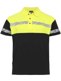 Gelbes Herren-Poloshirt mit reflektierenden Details und klassischem Polokragen