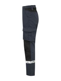 Marineblaue Damen-Arbeitshose mit Reflektoren, funktionalem Schnitt und Cargotasche