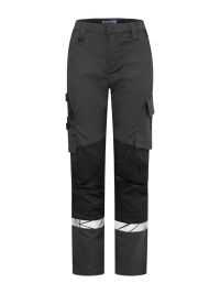 Graue Damen-Arbeitshose mit Reflektoren, funktionalem Schnitt und Cargotasche