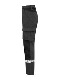 Graue Damen-Arbeitshose mit Reflektoren, funktionalem Schnitt und Cargotasche