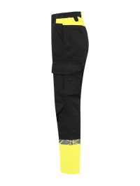 Gelbe Warnschutz Arbeitshose mit Reflektoren, funktionalem Schnitt und Cargotasche