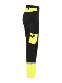 Gelbe Warnschutz Arbeitshose mit Reflektoren, funktionalem Schnitt und Cargotasche