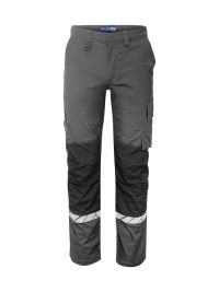 Graue Herren Warnschutzhose mit Reflektoren, Cargotasche und funktionalem Schnitt