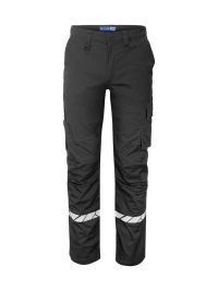 Schwarze Herren-Arbeitshose mit Reflektoren, Cargotasche und klassischem Schnitt