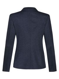 Damen Kurzblazer Glencheck blau in Casual Regular Fit aus elastischem Jersey