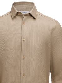 Business-Casual Herrenhemd in Khaki aus Waffelstrick, bestickbar, mit verdecktem Button-Down