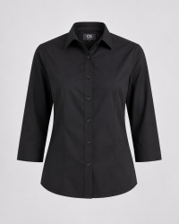 Schwarze 3/4 Arm Bluse Damen Sterling mit klassischem Kragen und Stretch-Anteil