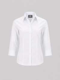 Weiße Damen Bluse 3/4 Arm Sterling mit klassischem Kragen und Stretch-Anteil