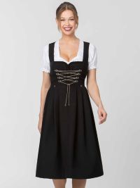 Schwarzes Gastro Dirndl Adele mit Schnürung für Gastronomie Hotel und Biergarten