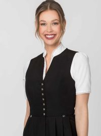 Schwarzes Gastro Dirndl Elsa mit Knopfleiste für Gastronomie Hotel und Service
