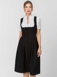 Schwarzes Gastro Dirndl Zita mit Rundhalsausschnitt für Gastronomie und Hotel