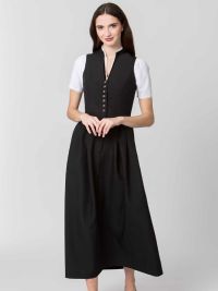 Schwarzes Waschdirndl Akina für Gastronomie Hotel und Service mit langem Rock