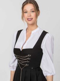 Schwarzes Gastro Waschdirndl Amber mit Schnürung und Schubtasche für Hotel und Service