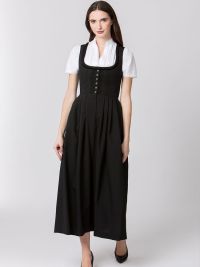Schwarzes Gastro Dirndl für Damen mit weißer Bluse für Gastronomie und Hotel