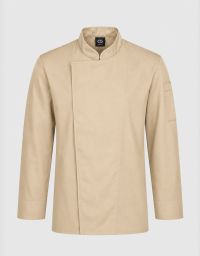 Kochjacke Herren Gallup in Khaki mit Stehkragen und verdeckter Druckknopfleiste