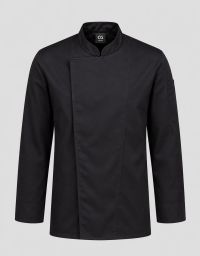 Schwarze Kochjacke Herren Gallup als moderne Bäckerkleidung mit Stehkragen