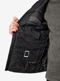 Schwarze FHB Arbeitsweste mit Wattierung, Mikro-Fleece-Kragen und praktischen Taschen für Handwerk und Workwear