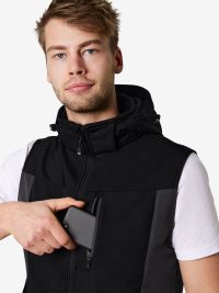 FHB Softshellweste in Anthrazit-Schwarz mit Kapuze für Arbeit, Handwerk und Outdoor-Einsatz