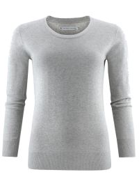 James Harvest Damen Strickpullover mit U-Ausschnitt Grau Meliert
