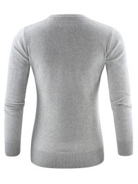 James Harvest Damen Strickpullover mit U-Ausschnitt Grau Meliert