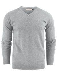 James Harvest Herren Strickpullover mit V-Ausschnitt Grau Meliert