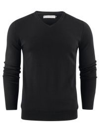 James Harvest Herren Strickpullover mit V-Ausschnitt Schwarz