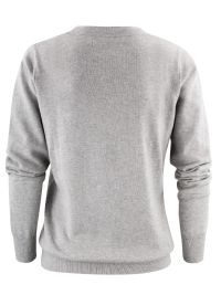 James Harvest Damen Strickpullover mit V-Ausschnitt Grau Meliert
