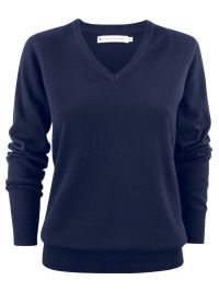 James Harvest Damen Strickpullover mit V-Ausschnitt Marine