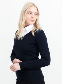 James Harvest Damen Strickpullover mit V-Ausschnitt Schwarz