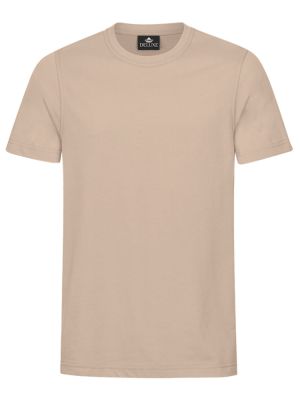Beiges Herren T-Shirt mit Rundhals, gerade geschnitten, für Beruf & Freizeit