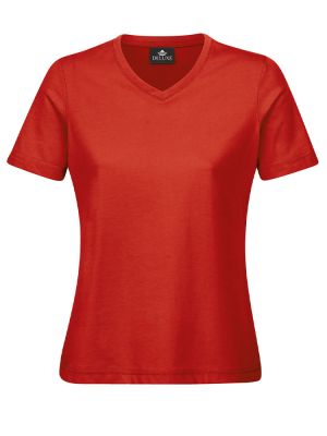 Damen T-Shirt V-ausschnitt rot