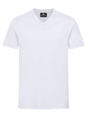 Weißes Herren T-Shirt mit V-Ausschnitt, gerade geschnitten, für Beruf & Freizeit