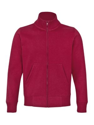 Bordeaux Unisex Stehkragen-Sweatjacke, gerade geschnitten, mit Stehkragen und Seitentaschen