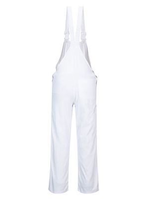 Maler Latzhose Weiß für Damen & Herren mit Taschen und Kniepolstertaschen – ideal für Malerarbeiten