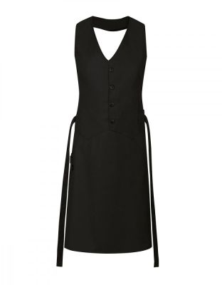 Elegante Service Schürzen Damen in Schwarz mit Westenschnitt und Hüfttasche