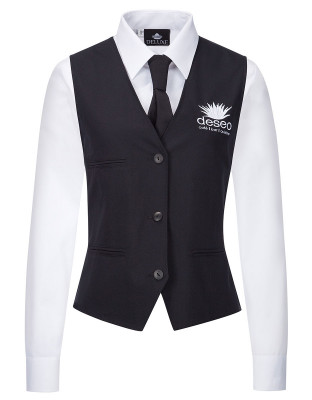 Damen Kellnerweste in Schwarz mit tailliertem Schnitt und Taschen – perfekt für Service & Gastronomie