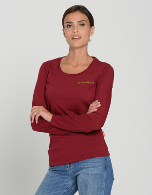 Weinrotes Longsleeve Damen von Hakro – Regular Fit, pflegeleicht, XS–6XL, bestickbar