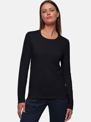Schwarzes Longsleeve Damen von Hakro – Regular Fit, pflegeleicht, XS–6XL, bestickbar & bedruckbar