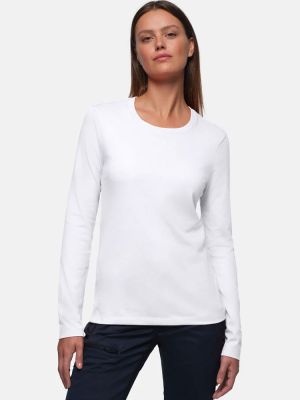 Longsleeve Damen Weiß von HAKRO mit Rundhals & Regular Fit – pflegeleicht, 60 °C waschbar, industriewäschetauglich.