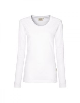 Longsleeve Damen Weiß von HAKRO mit Rundhals & Regular Fit – pflegeleicht, 60 °C waschbar, industriewäschetauglich.