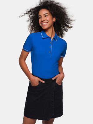 Arbeits Poloshirt Blau mit Kontrastfarben