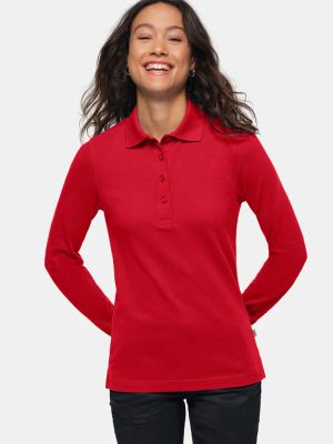Poloshirt Damen Langarm in Rot – femininer Schnitt, pflegeleicht, für Beruf und Freizeit geeignet