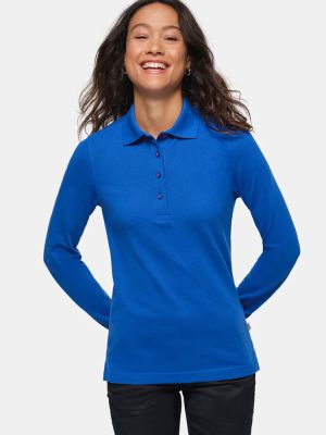 Poloshirt Damen langarm blau