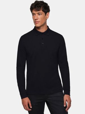 Langarm Poloshirt Herren schwarz