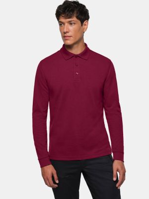 Langarm Poloshirt Herren Weinrot Comfort Fit